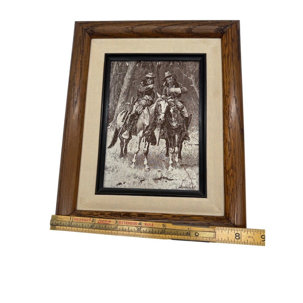 Vintage 1970s Frederic Remington "Cheyenne Scouts" Embossed Vintage Framed Print - Picture 8 of 10